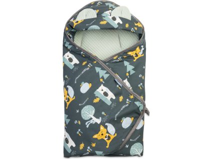 Dětská zavinovačka tmavě zelená s potiskem