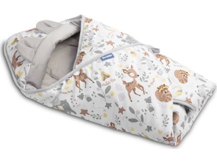 Dětská zavinovačka 75x75 bílá s lesní zvěří