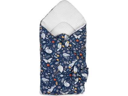 Dětská zavinovačka 75x75 tmavě modrá se zvířátky