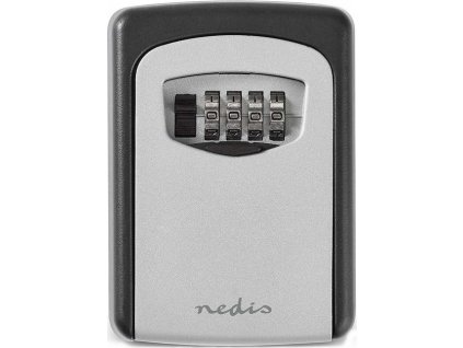 NEDIS trezor na klíče/ kombinace Dial Lock/ 2 klíče/ vnitřní a venkovní/ hliník/ černo-šedý