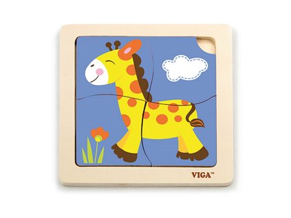 Dřevěné puzzle pro nejmenší Viga 4 ks Žirafa