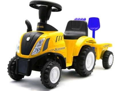 Dětské odrážedlo traktor s vlečkou a nářadím Baby Mix New Holland žlutý
