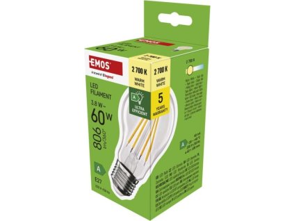LED žárovka Filament A60 A CLASS / E27 / 3,8 W (60 W) / 806 lm / teplá bílá