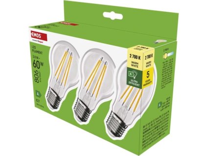 LED žárovka Filament A60 A CLASS/ E27 / 3,8 W (60 W) / 806 lm / teplá bílá