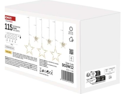 LED vánoční závěs – hvězdy, 185x105 cm, vnitřní, teplá bílá