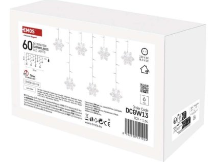 LED vánoční závěs – vločky, 135x50 cm, vnitřní, studená bílá