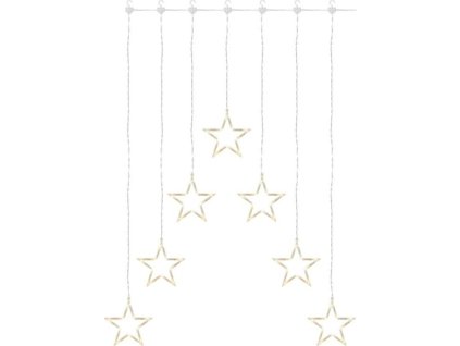 LED vánoční závěs – 7 hvězd, 67x125 cm, vnitřní, teplá bílá