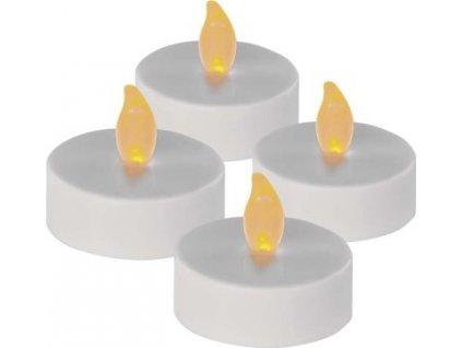 LED dekorace – čajová svíčka maxi, bílá, CR2032, vnitřní, vintage, 4 ks