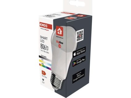 Chytrá LED žárovka GoSmart A60 / E27 / 9 W (60 W) / 806 lm / RGB / stmívatelná / Zigbee