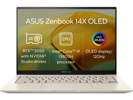 ASUS Zenbook 14X OLED/ i9-13900H/ 32GB DDR5/ 1TB SSD/ RTX 3050 4GB/ 14,5" WQXGA+,touch/ W11H/ zlatý