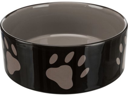 Keramická miska - hnědá/tmavě šedá + motiv tlapky