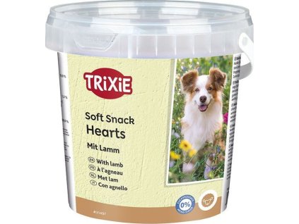 Soft Snack Happy Hearts - srdíčka jehněčí s rýží, kyblík 500 g