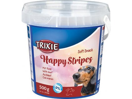 Soft Snack Happy Stripes - hovězí pásky, kyblík 500 g