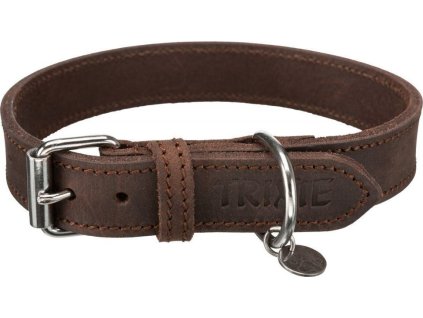 Kožený obojek RUSTIC - tmavě-hnědá