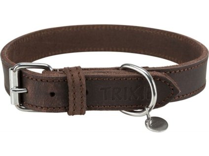 Kožený obojek RUSTIC - tmavě-hnědá