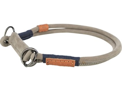 BE NORDIC kulatý polostahovací kožený obojek, šedá