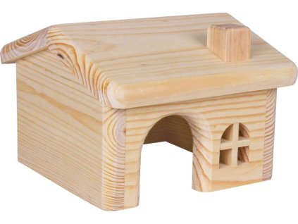 Dřevěný domek se sedlovou střechou pro myši a křečky 15x11x15cm