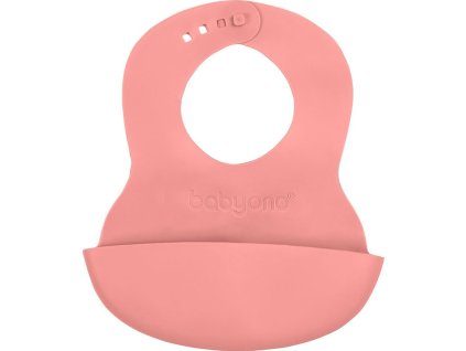 Nastavitelný plastový bryndák s kapsičkou Baby Ono růžový