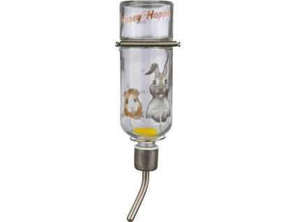 Skleněná napáječka Honey & Hopper s kovovým pítkem