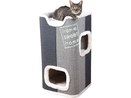 Cat Tower JORGE s odpočívadlem,šedá s béžovou kožešinou 78cm