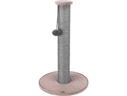Škrabací sloupek LIVIA s plyšovou kuličkou, 64 cm, sisal/plyš, starorůžová