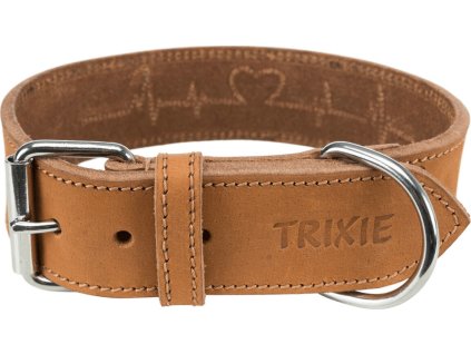 Rustic kožený obojek Heartbeat - hnědá