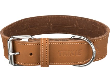 Rustic kožený obojek Heartbeat - hnědá