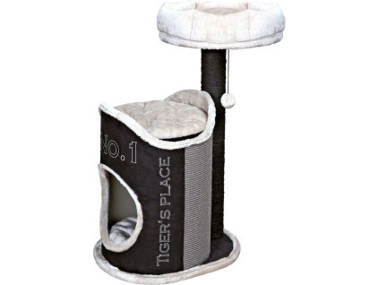 Škrabadlo SUSANA 90 cm, jeskyně, 2 odpočívadla, černá/světlešedá