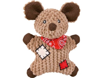 Jutová myš se šátkem a záplatami, se zvukem 19 cm