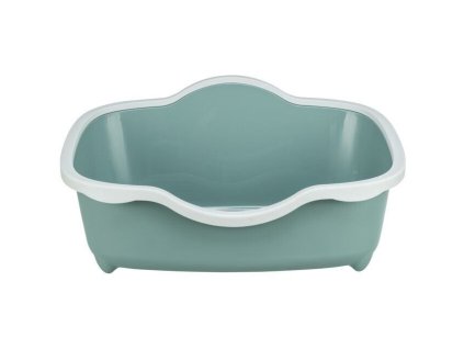 Toaleta pro kočky DAVIO, s okrajem,  56 x 26 x 39 cm , šalvějová/bílá