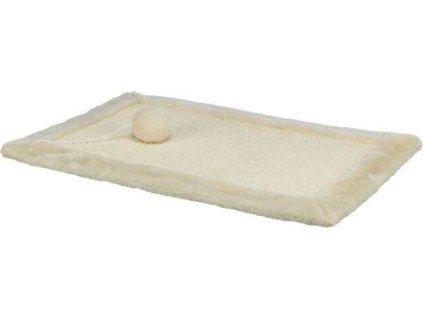 Škrábací deska s míčkem 55 x 35 cm, na zem/stěnu, sisal/plyš, béžová