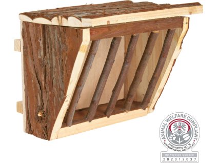 Dřevěné jesličky na seno s úchytem na klec 20 x 15 x 17 cm