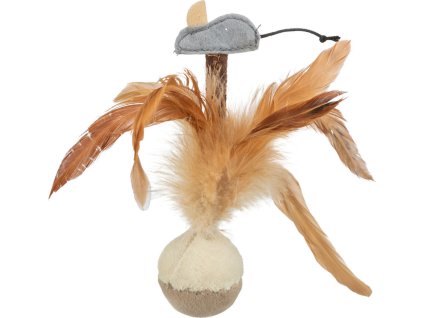 Squieky míček s peřím a myškou 15 cm