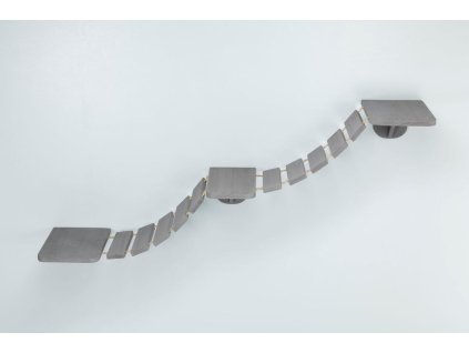 Šplhací žebřík k upevnění na stěnu, 3 platformy, 150x30cm, šedohnědá