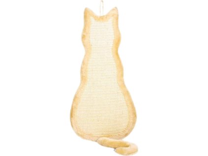 Škrábadlo závěsné tvar kočka, 35 x 69 cm, sisal/plyš, béžová