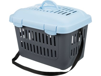 Transportní box MIDI CAPRI s popruhem, 44x33x32cm (max. 5kg), světle šedá/tyrkysová