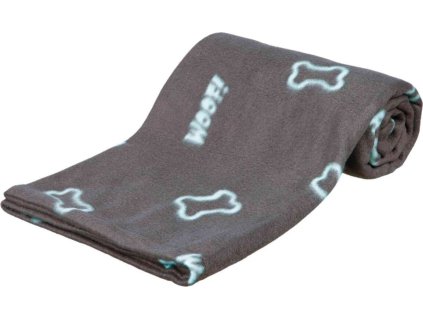 Flísová deka BARNEY 150x100cm - šedá s modrými kostičkami