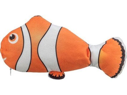 Ryba "NEMO" jako živá, mrskající se, s catnipem, látka, 26 cm (RP 0,90 Kč)