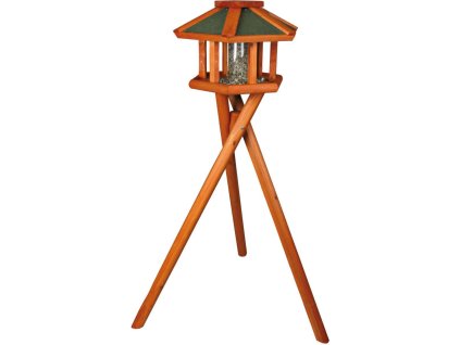 NATURA venkovní krmítko se stříškou a silem, na trojnožce 1,40 m, 50 x 34 cm, borové dřevo, hnědá