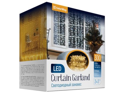 COLORWAY LED girlanda/ vnitřní / 300 LED / délka 3 x 3m / teplá bílá/ AC 220V