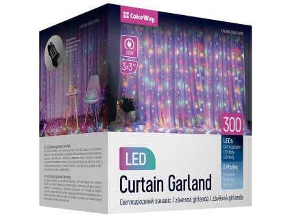 COLORWAY LED girlanda/ vnitřní / 300 LED / délka 3 x 3m / více barevná/ AC 220V