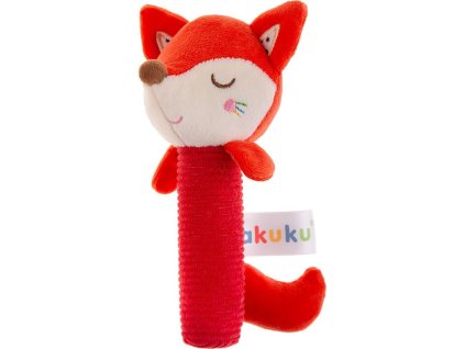 Dětská pískací plyšová hračka s chrastítkem Akuku Liška