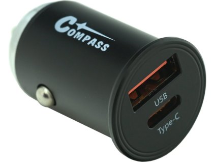 Zástrčka 12/24V nízkoprofilová QC3/PD3 USB-A/USB-C 30W