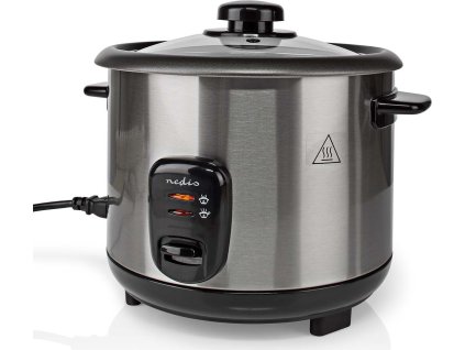 NEDIS rýžovar/ spotřeba 500 W/ objem 1,5 L/ nepřilnavý povrchy/ vyjímatelná miska/ automatické vypnutí/ stříbrný