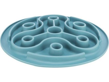 Protihltací talíř Slow feeding TRIANGL, k pomalému krmení, TPE, ø 28 cm, modrá
