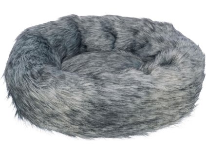 Kulatý pelech YELINA 55 cm dlouhý plyšový vlas, černá/šedá