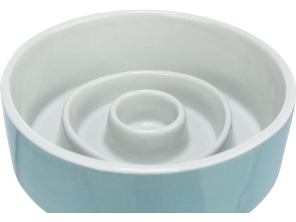 Keramická miska k pomalému krmení, kruhy, šedomodrá