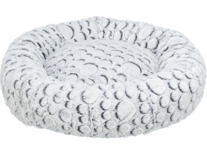 MILA kulatý plyšový pelech, bílá/šedá