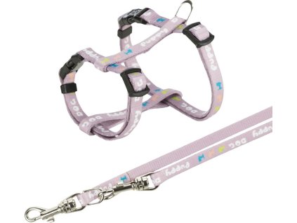 JUNIOR postroj s vodítkem pro štěňata, světlá lila