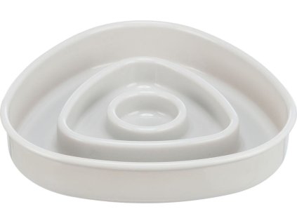 Miska k pomalému krmení, design triangl, 0,35l/15 ×15 cm, plast/TPR, šedá